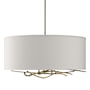 Hubbardton Forge Brindille 3 Light 22" Wide Pendant with Customizable Fabric Shade Soft Gold / Flax
