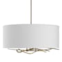 Hubbardton Forge Brindille 3 Light 22" Wide Pendant with Customizable Fabric Shade Soft Gold / Natural Anna