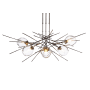Hubbardton Forge Griffin 6 Light 63" Wide Abstract Long Orientation Chandelier Dark Smoke / Clear