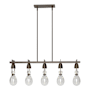 Hubbardton Forge New Traditional 5 Light 41" Wide Linear Chandelier Bronze / Clear