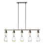Hubbardton Forge New Traditional 5 Light 41" Wide Linear Chandelier Dark Smoke / Clear