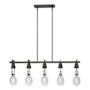 Hubbardton Forge New Traditional 5 Light 41" Wide Linear Chandelier Natural Iron / Clear