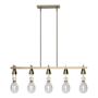 Hubbardton Forge New Traditional 5 Light 41" Wide Linear Chandelier Soft Gold / Clear