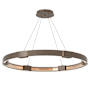 Hubbardton Forge Aura 12 Light 48" Wide LED Ring Chandelier Bronze / Clear