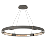 Hubbardton Forge Aura 12 Light 48" Wide LED Ring Chandelier Natural Iron / Clear