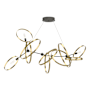 Hubbardton Forge Celesse 6 Light 60" Wide Suspension Linear Pendant Natural Iron / Modern Brass