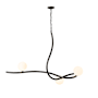 Hubbardton Forge Slide 3 Light 45" Wide Abstract Linear Chandelier Black / Opal