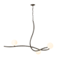 Hubbardton Forge Slide 3 Light 45" Wide Abstract Linear Chandelier Natural Iron / Opal