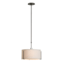 Hubbardton Forge Exos 3 Light 16" Wide Pendant with Customizable Fabric Shade Dark Smoke / Flax