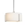 Hubbardton Forge Exos 3 Light 16" Wide Pendant with Customizable Fabric Shade Dark Smoke / Natural Anna