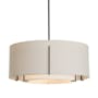 Hubbardton Forge Exos 3 Light 23" Wide Pendant Natural Iron / Flax