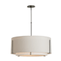 Hubbardton Forge Exos 3 Light 28" Wide Pendant Natural Iron / Flax