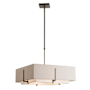 Hubbardton Forge Exos 4 Light 21" Wide Square Chandelier with Customizable Fabric Shade Dark Smoke / Flax