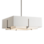 Hubbardton Forge Exos 4 Light 21" Wide Square Chandelier with Customizable Fabric Shade Dark Smoke / Natural Anna