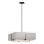 Hubbardton Forge Exos 4 Light 21" Wide Square Chandelier with Customizable Fabric Shade Black / Flax
