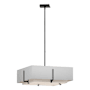 Hubbardton Forge Exos 4 Light 21" Wide Square Chandelier with Customizable Fabric Shade Black / Natural Anna