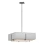 Hubbardton Forge Exos 4 Light 21" Wide Square Chandelier with Customizable Fabric Shade Natural Iron / Natural Anna