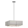 Hubbardton Forge Exos 4 Light 21" Wide Square Chandelier with Customizable Fabric Shade Vintage Platinum / Flax