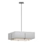 Hubbardton Forge Exos 4 Light 21" Wide Square Chandelier with Customizable Fabric Shade Vintage Platinum / Natural Anna