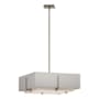 Hubbardton Forge Exos 4 Light 21" Wide Square Chandelier with Customizable Fabric Shade Soft Gold / Flax