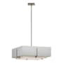 Hubbardton Forge Exos 4 Light 21" Wide Square Chandelier with Customizable Fabric Shade Soft Gold / Natural Anna