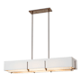Hubbardton Forge Exos 4 Light 47" Wide Linear Chandelier Bronze / Natural Anna