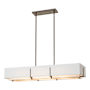 Hubbardton Forge Exos 4 Light 47" Wide Linear Chandelier Dark Smoke / Natural Anna