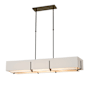 Hubbardton Forge Exos 4 Light 47" Wide Linear Chandelier Oil Rubbed Bronze / Natural Anna Flax