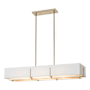 Hubbardton Forge Exos 4 Light 47" Wide Linear Chandelier Soft Gold / Natural Anna