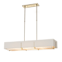 Hubbardton Forge Exos 4 Light 47" Wide Linear Chandelier Modern Brass / Natural Anna Flax