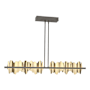Hubbardton Forge Hildene 52" Wide Linear Pendant Dark Smoke / Modern Brass