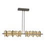 Hubbardton Forge Hildene 52" Wide Linear Pendant Oil Rubbed Bronze / Soft Gold