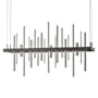 Hubbardton Forge Cityscape 26" Wide Suspension Linear Pendant Natural Iron / Sterling