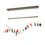 Hubbardton Forge Lily 41" Wide LED Linear Chandelier Soft Gold / Satin Red