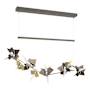 Hubbardton Forge Belladonna 50" Wide LED Crystal Linear Pendant Dark Smoke / Modern Brass