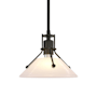 Hubbardton Forge Henry 10" Wide Mini Pendant Black / Frosted