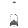 Hubbardton Forge Atlas 14" Wide Pendant Dark Smoke / Natural Iron