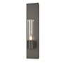 Hubbardton Forge Pillar 18" Tall Wall Sconce with Customizable Glass Shade Dark Smoke / Seedy