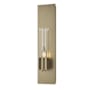 Hubbardton Forge Pillar 18" Tall Wall Sconce with Customizable Glass Shade Soft Gold / Seedy
