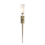 Hubbardton Forge Sweeping Taper 28" Tall Wall Sconce with Customizable Glass Shade Soft Gold / Opal