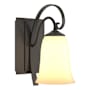 Hubbardton Forge Scroll 10" Tall Wall Sconce Dark Smoke / Opal