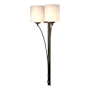 Hubbardton Forge Formae 2 Light 30" Tall Wall Sconce Natural Iron / Opal