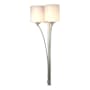Hubbardton Forge Formae 2 Light 30" Tall Wall Sconce Vintage Platinum / Opal