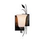 Hubbardton Forge Leaf 15" Tall Wall Sconce Dark Smoke / Opal
