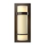 Hubbardton Forge Banded 12" Tall Wall Sconce with Customizable Glass Shade Bronze / Opal