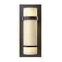 Hubbardton Forge Banded 12" Tall Wall Sconce with Customizable Glass Shade Dark Smoke / Opal