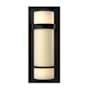 Hubbardton Forge Banded 12" Tall Wall Sconce with Customizable Glass Shade Black / Opal