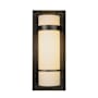 Hubbardton Forge Banded 12" Tall Wall Sconce with Customizable Glass Shade Natural Iron / Opal