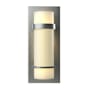 Hubbardton Forge Banded 12" Tall Wall Sconce with Customizable Glass Shade Vintage Platinum / Opal