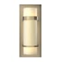 Hubbardton Forge Banded 12" Tall Wall Sconce with Customizable Glass Shade Soft Gold / Opal